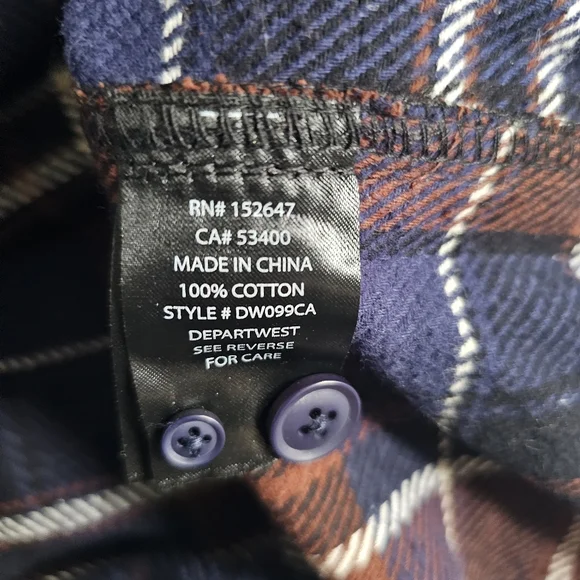 NWT Departwest Men's Large Size Multicolor Cotton Plaid Flannel Shirt - Picture 4 of 7